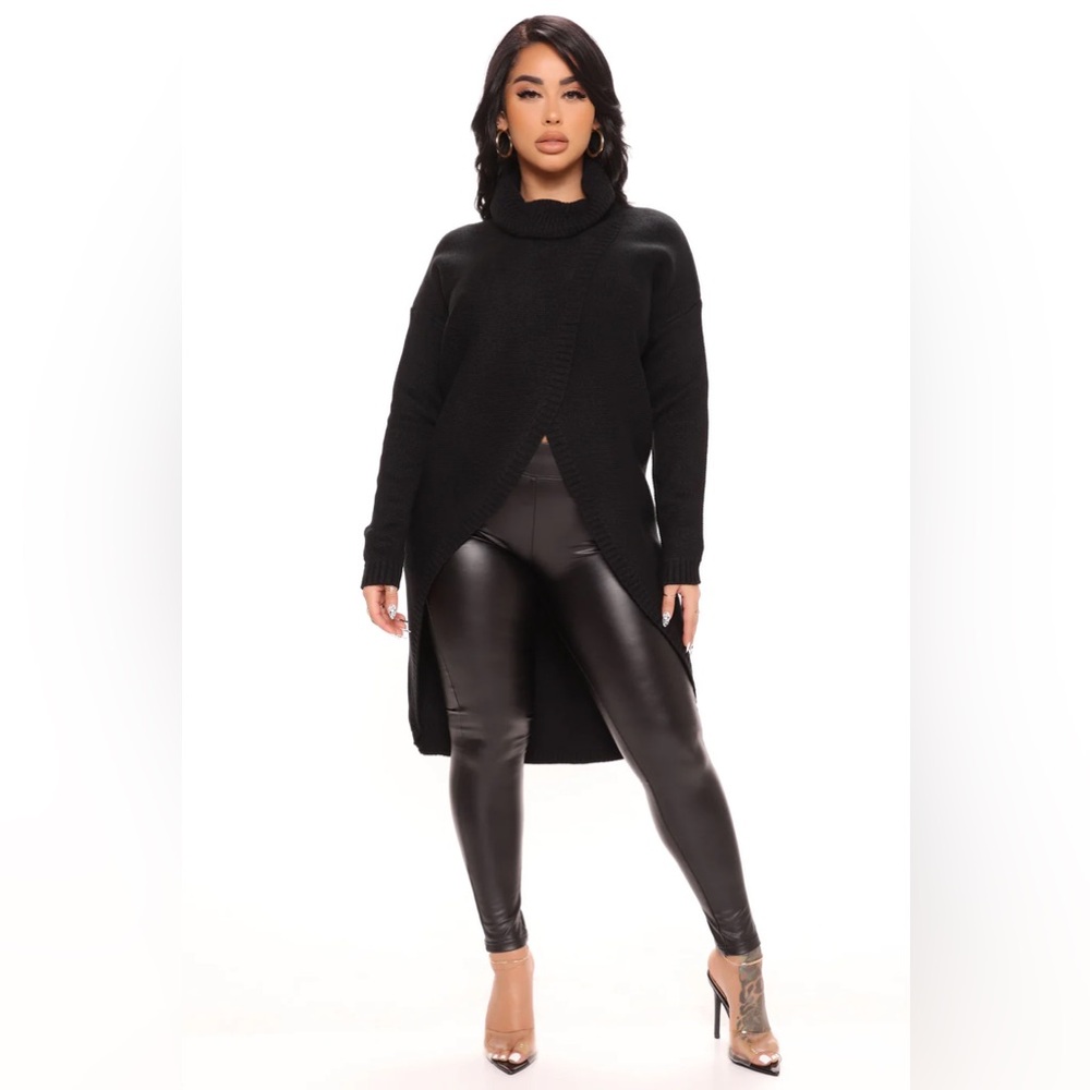 Fashion Nova By My Side Turtle Neck Sweater Black